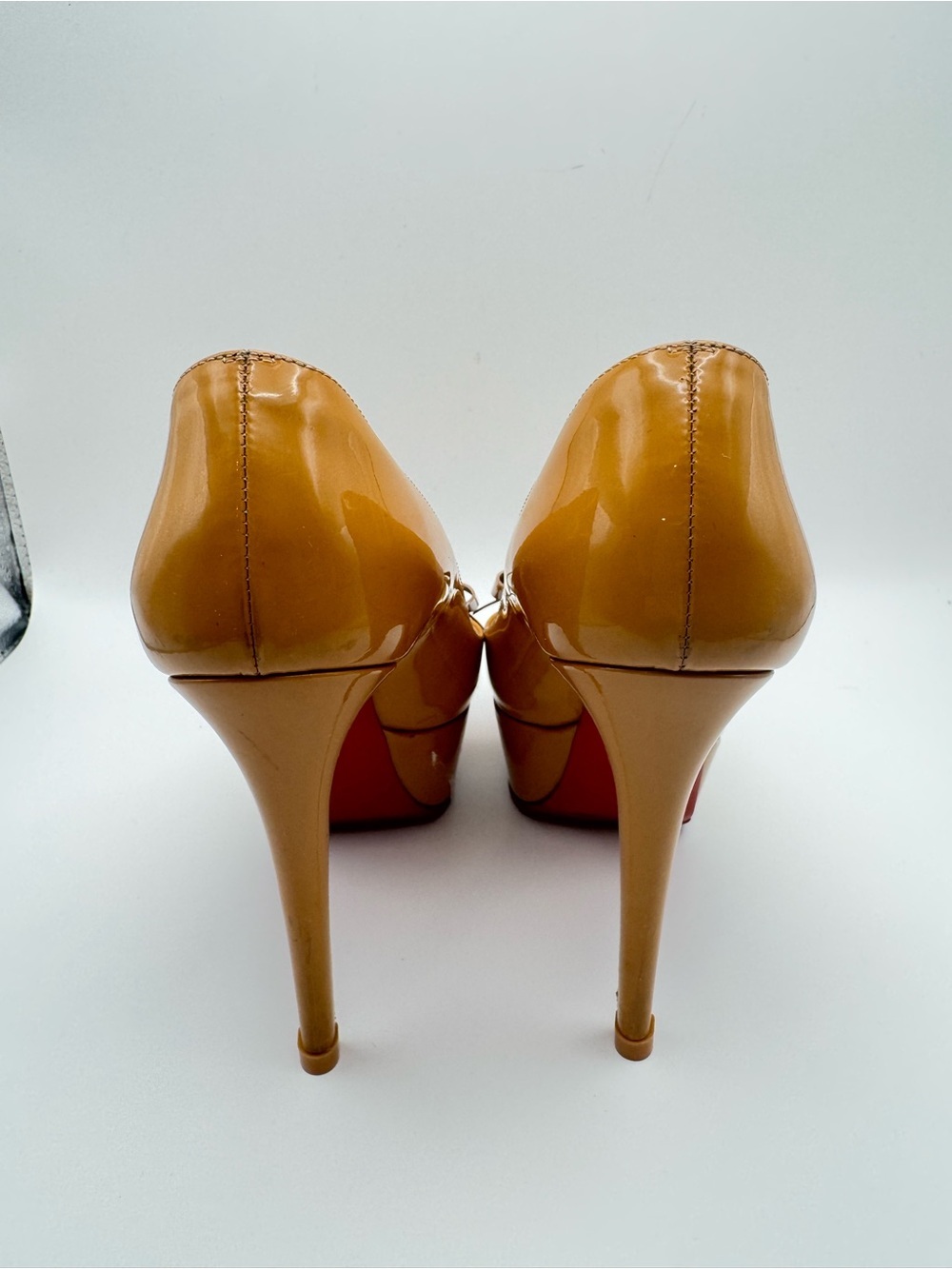 Christian Louboutin Bianca 140 Bow Patent Platform Pumps Camel Nude EU 36 - Picture 9 of 9